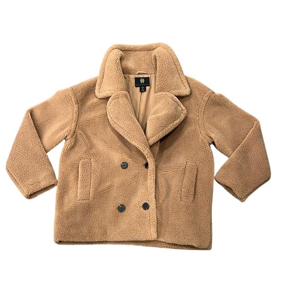 House of Harlow 1960 Women's Double Breasted Faux Shearling Teddy Coat Size S - Picture 1 of 7